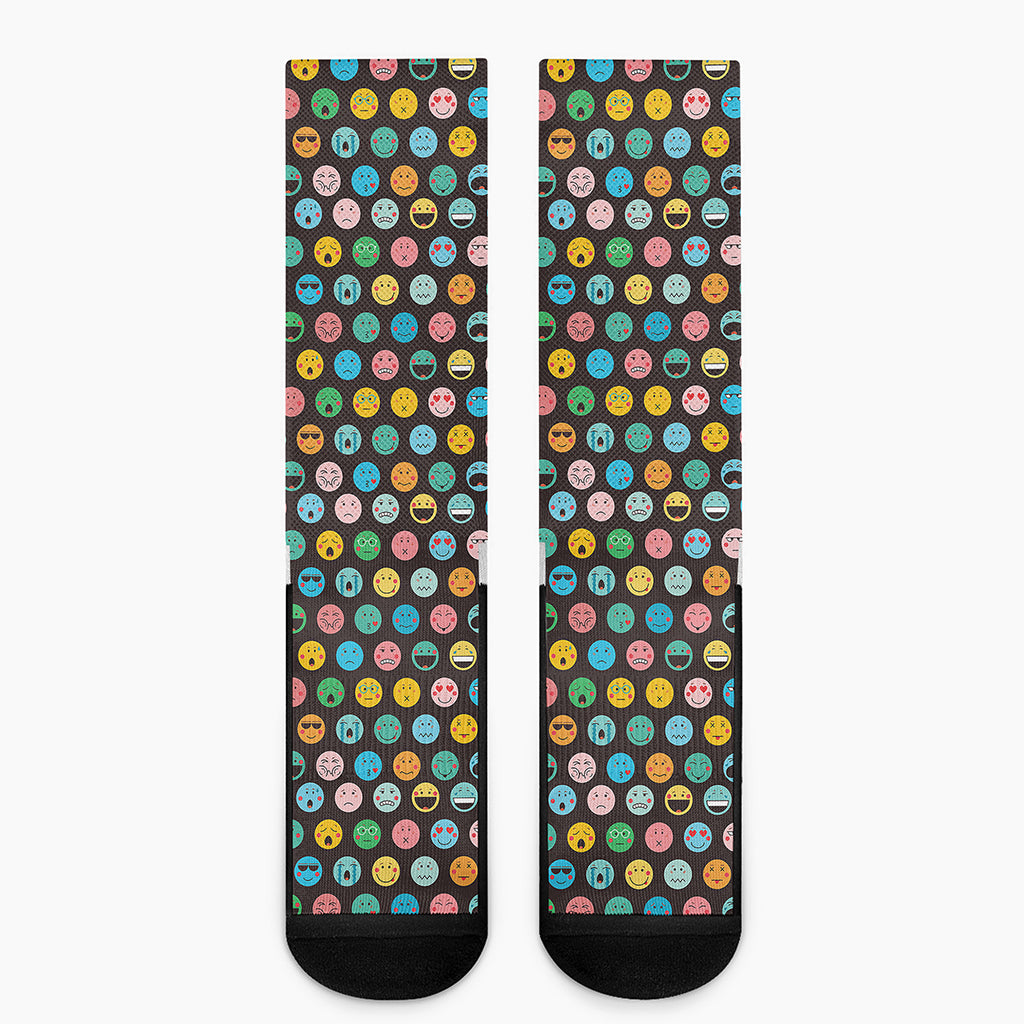 Colorful Emoji Faces Pattern Print Crew Socks