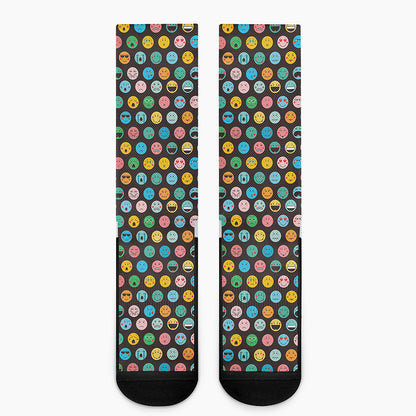 Colorful Emoji Faces Pattern Print Crew Socks