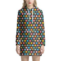 Colorful Emoji Faces Pattern Print Pullover Hoodie Dress