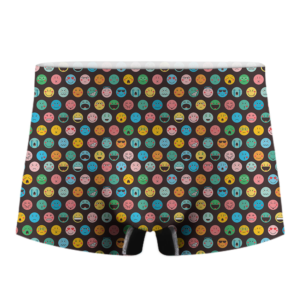 Colorful Emoji Faces Pattern Print Men's Boxer Briefs