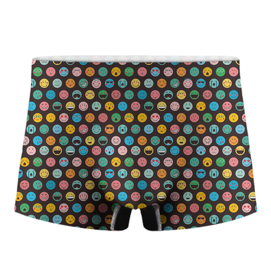 Colorful Emoji Faces Pattern Print Men's Boxer Briefs