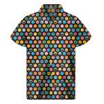 Colorful Emoji Faces Pattern Print Men's Short Sleeve Shirt