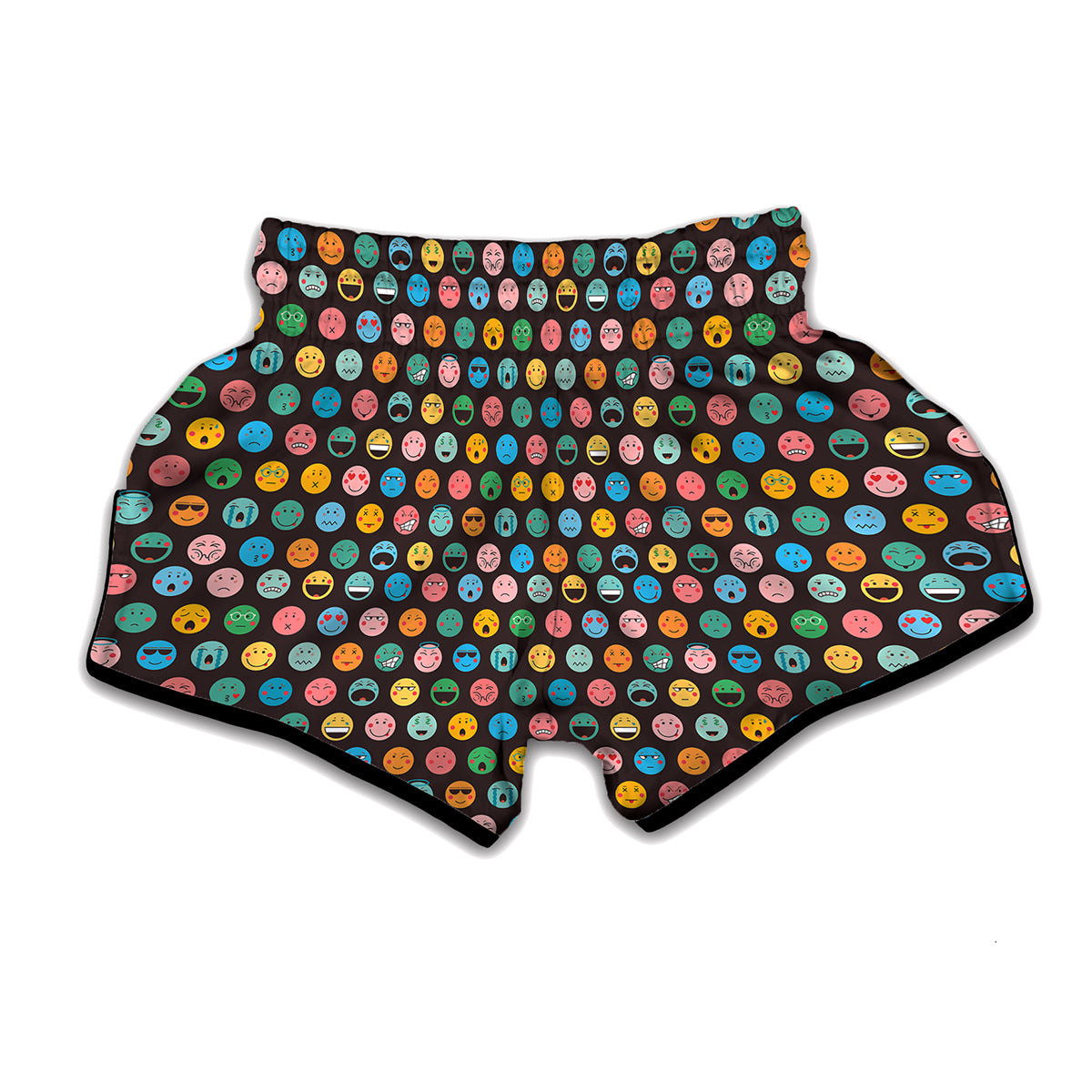 Colorful Emoji Faces Pattern Print Muay Thai Boxing Shorts