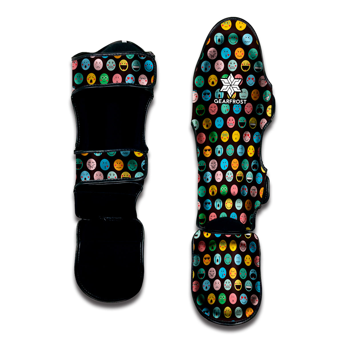 Colorful Emoji Faces Pattern Print Muay Thai Shin Guard