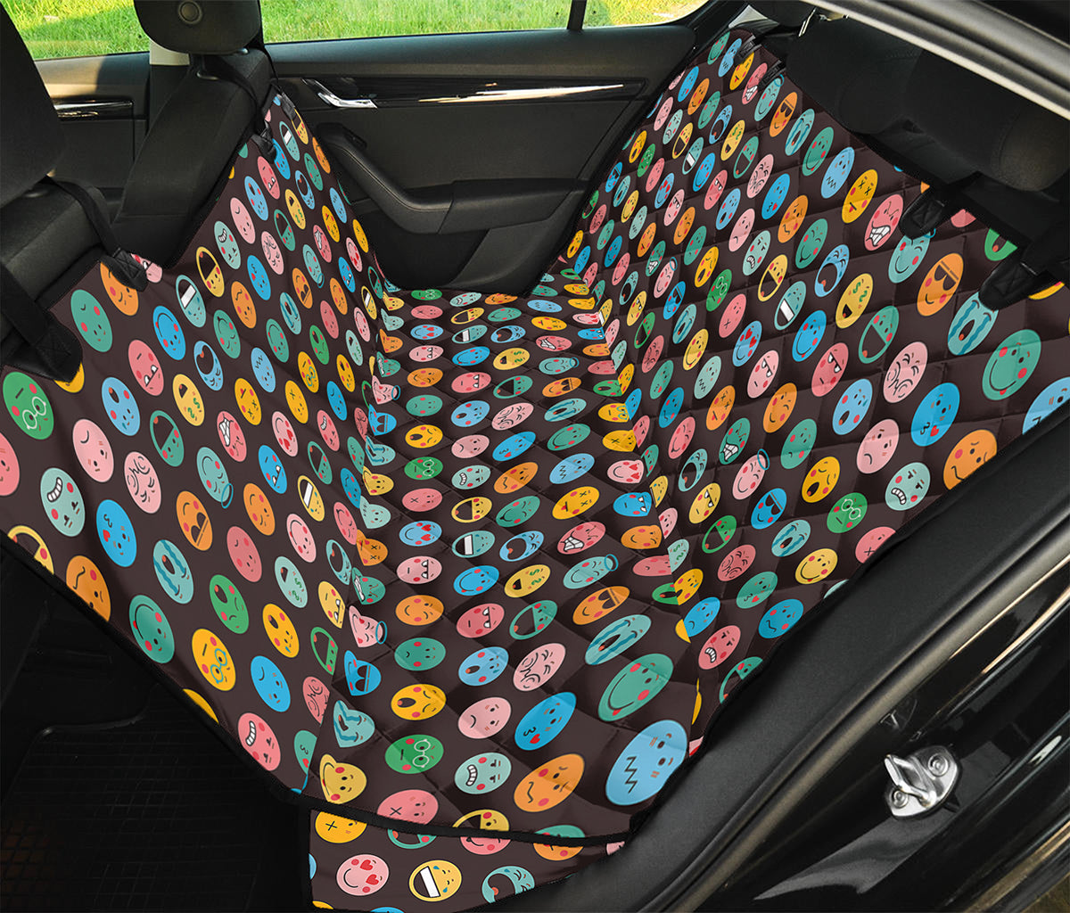 Colorful Emoji Faces Pattern Print Pet Car Back Seat Cover