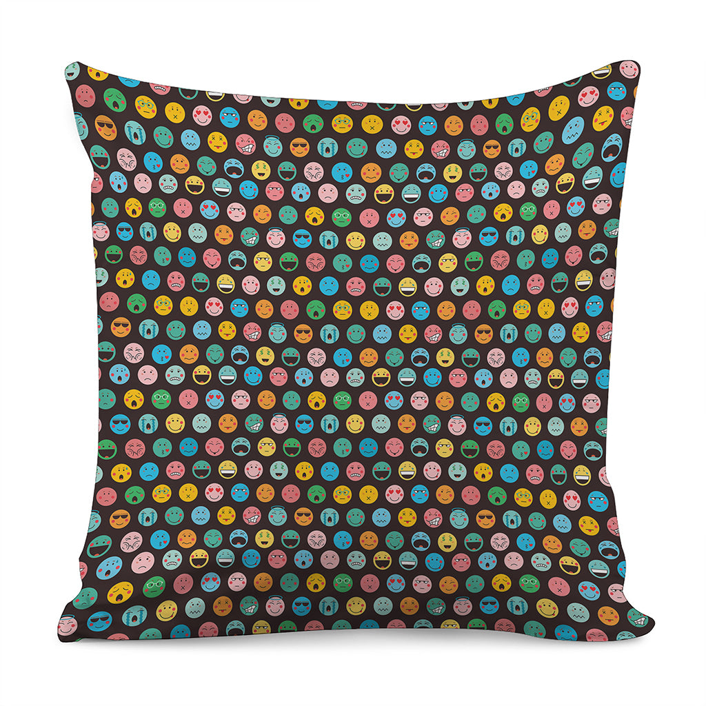 Colorful Emoji Faces Pattern Print Pillow Cover