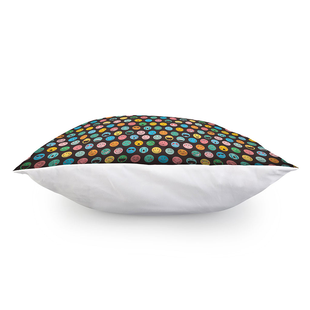 Colorful Emoji Faces Pattern Print Pillow Cover