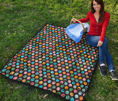 Colorful Emoji Faces Pattern Print Quilt