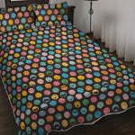 Colorful Emoji Faces Pattern Print Quilt Bed Set