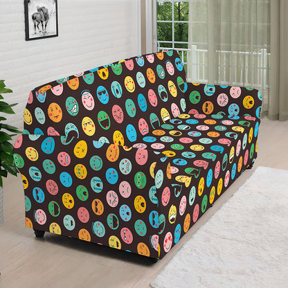 Colorful Emoji Faces Pattern Print Sofa Cover