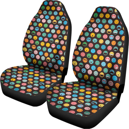 Colorful Emoji Faces Pattern Print Universal Fit Car Seat Covers