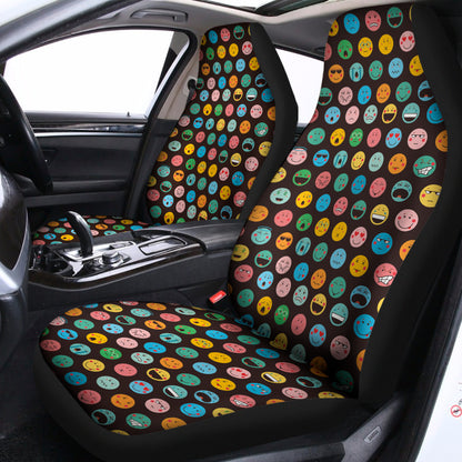 Colorful Emoji Faces Pattern Print Universal Fit Car Seat Covers