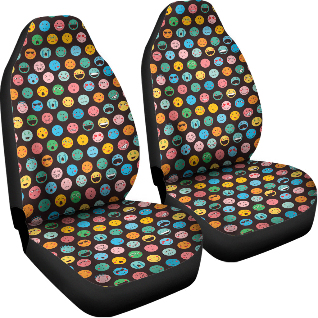 Colorful Emoji Faces Pattern Print Universal Fit Car Seat Covers