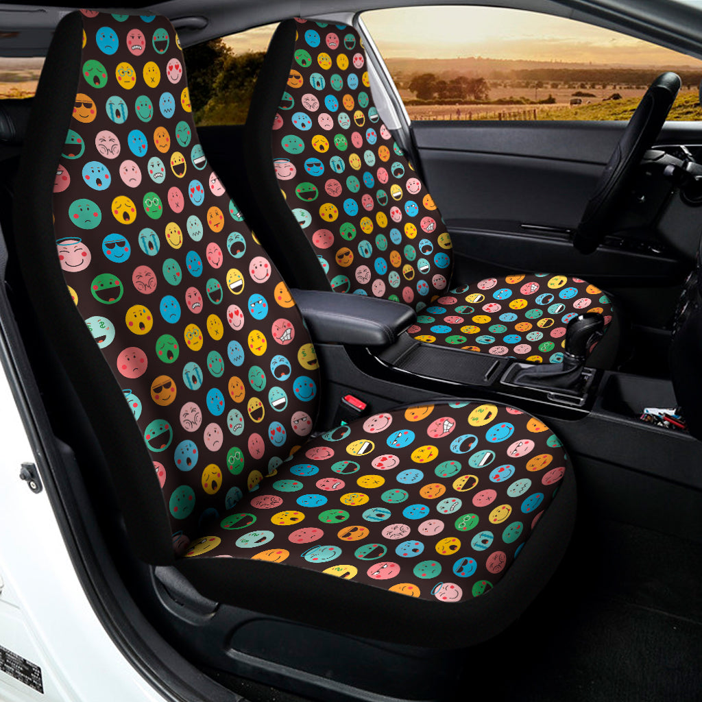 Colorful Emoji Faces Pattern Print Universal Fit Car Seat Covers