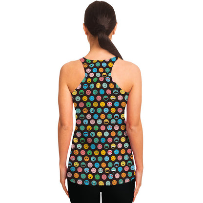 Colorful Emoji Faces Pattern Print Women's Racerback Tank Top