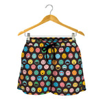 Colorful Emoji Faces Pattern Print Women's Shorts