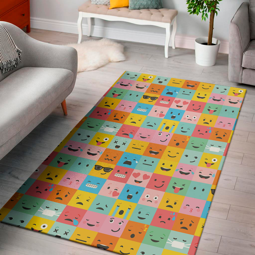 Colorful Emoji Pattern Print Area Rug