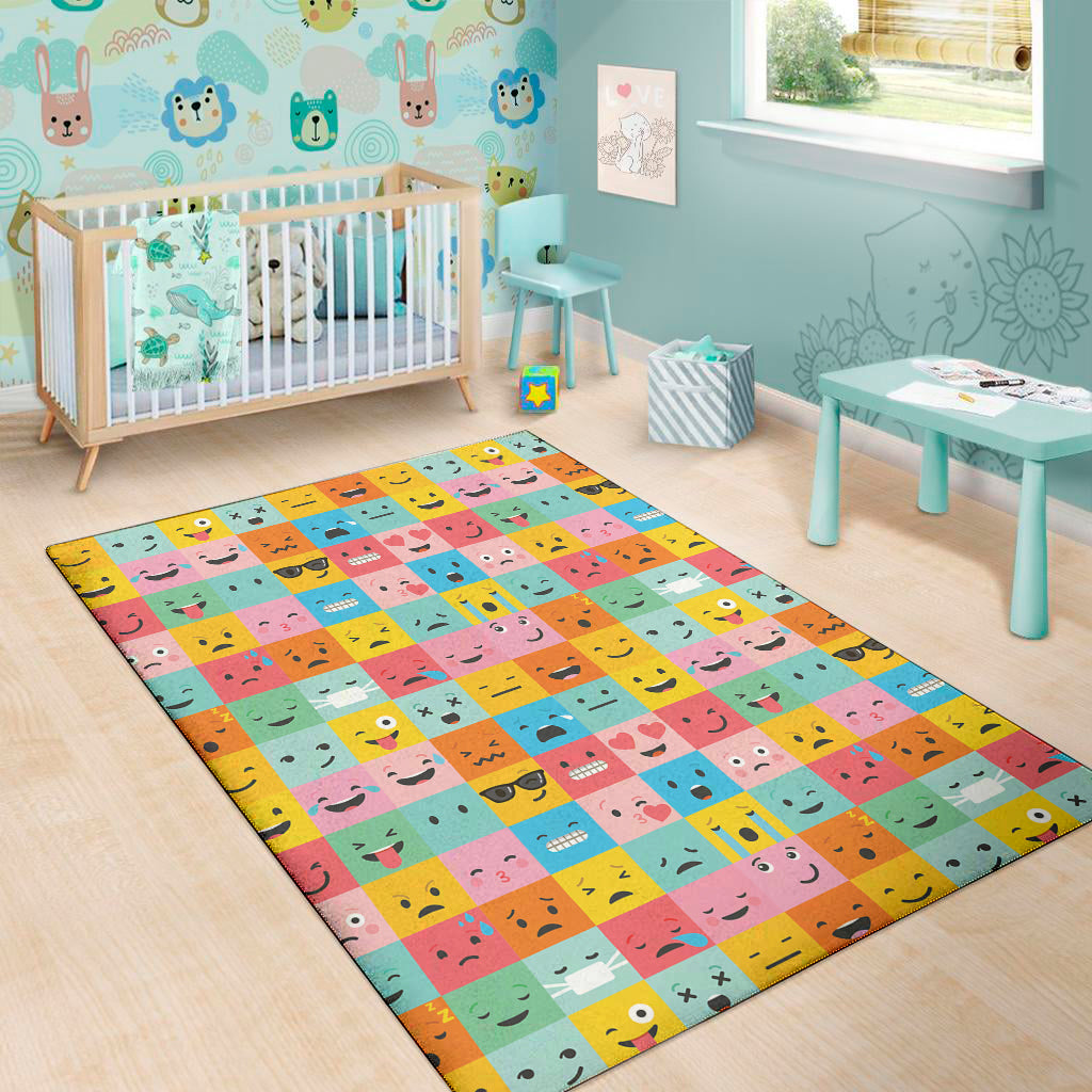 Colorful Emoji Pattern Print Area Rug