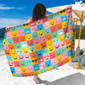 Colorful Emoji Pattern Print Beach Sarong Wrap