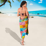 Colorful Emoji Pattern Print Beach Sarong Wrap
