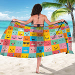Colorful Emoji Pattern Print Beach Sarong Wrap