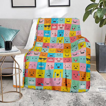 Colorful Emoji Pattern Print Blanket