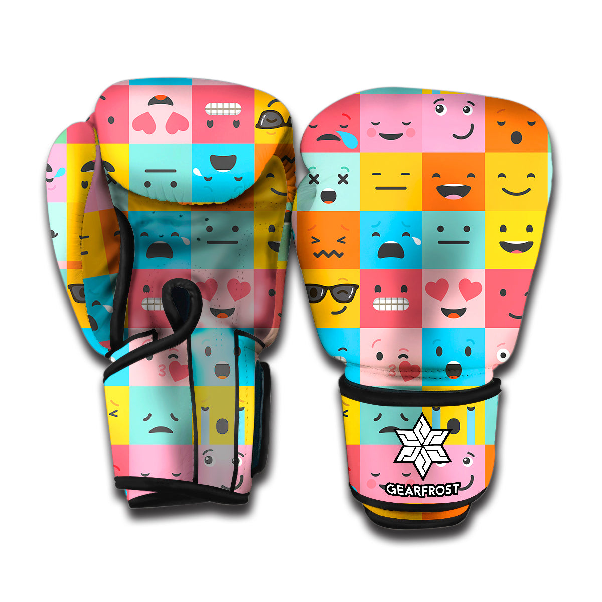 Colorful Emoji Pattern Print Boxing Gloves