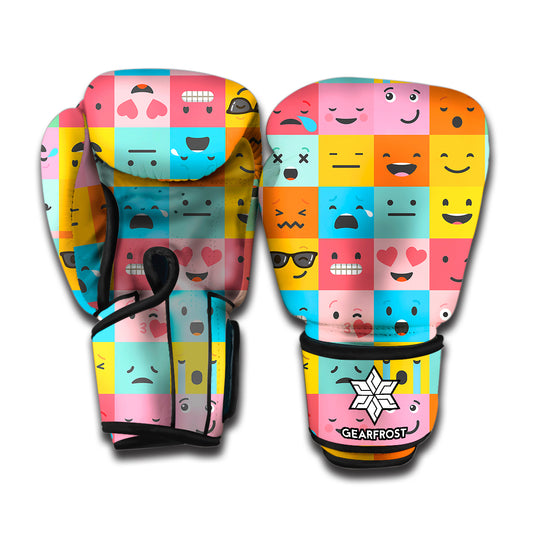 Colorful Emoji Pattern Print Boxing Gloves