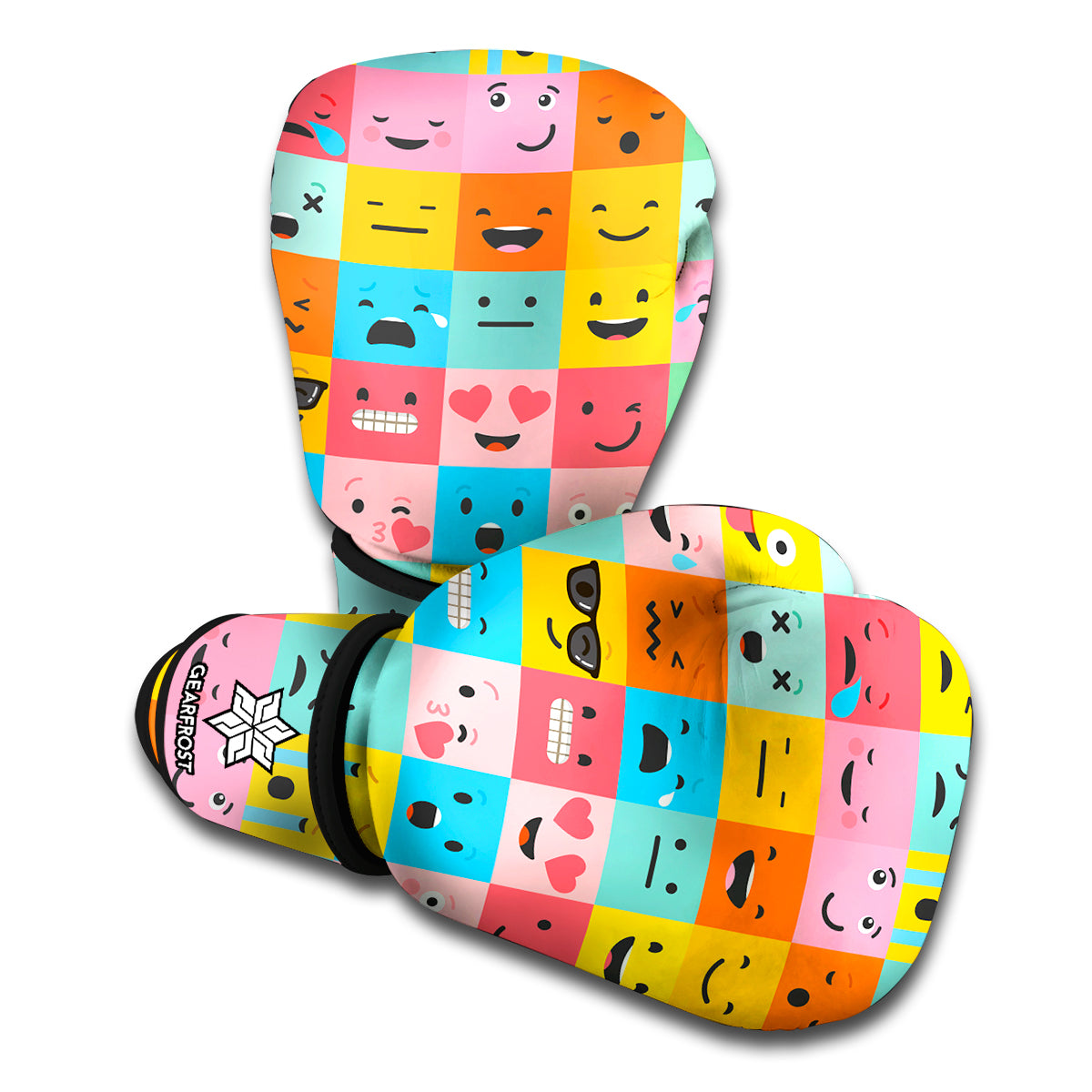 Colorful Emoji Pattern Print Boxing Gloves