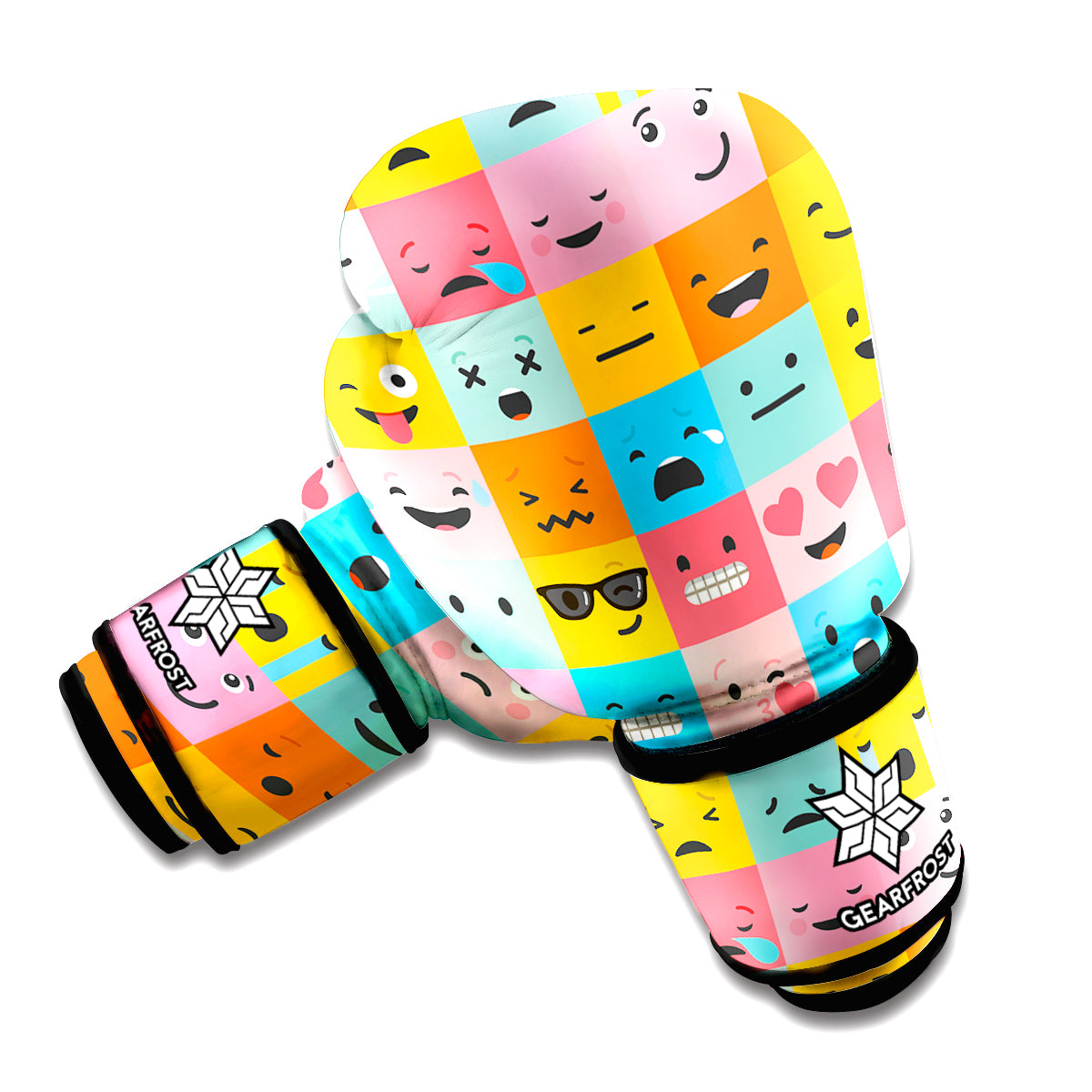Colorful Emoji Pattern Print Boxing Gloves