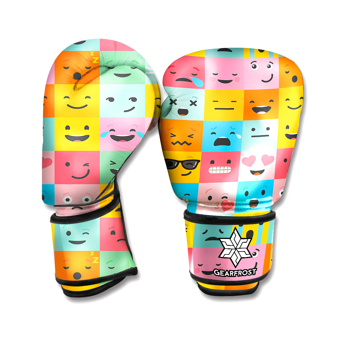 Colorful Emoji Pattern Print Boxing Gloves
