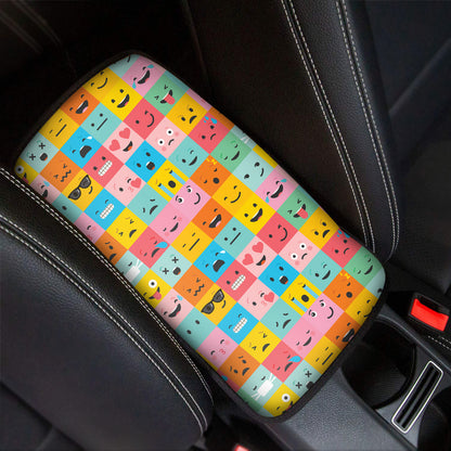 Colorful Emoji Pattern Print Car Center Console Cover
