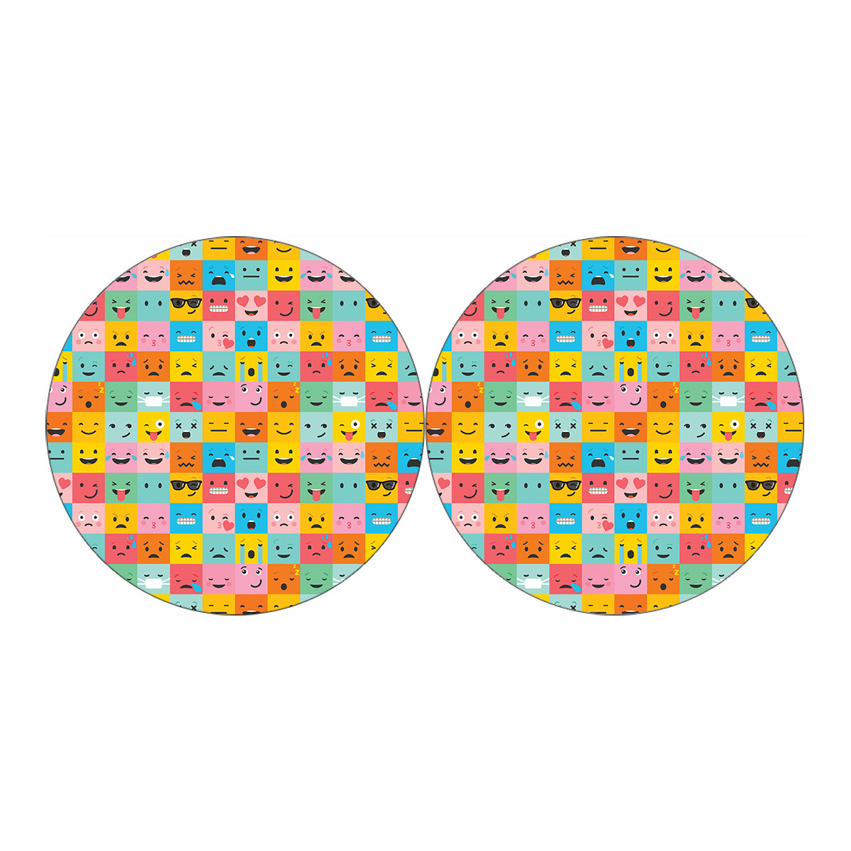 Colorful Emoji Pattern Print Car Coasters