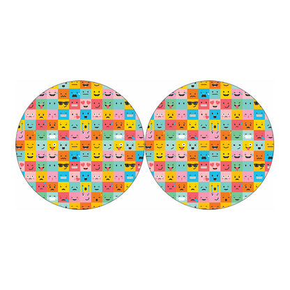 Colorful Emoji Pattern Print Car Coasters