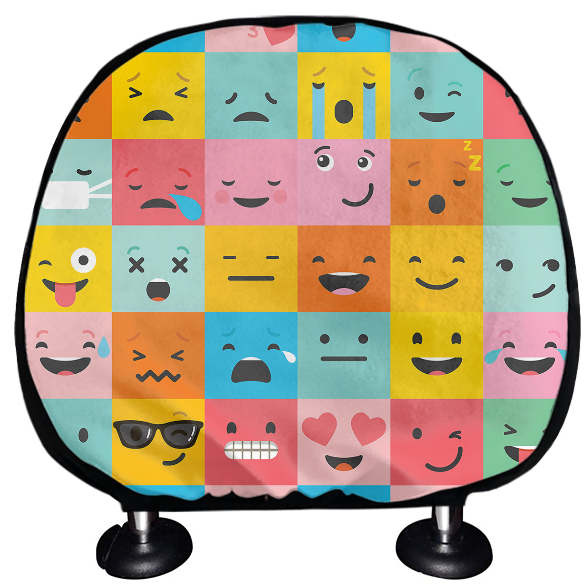 Colorful Emoji Pattern Print Car Headrest Covers