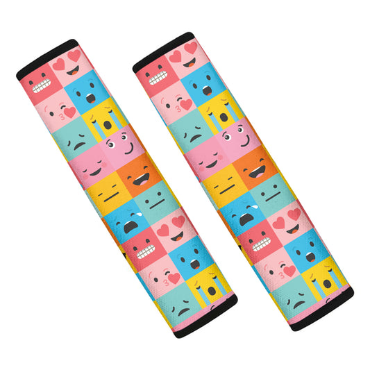 Colorful Emoji Pattern Print Car Seat Belt Covers