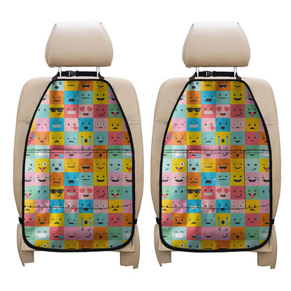 Colorful Emoji Pattern Print Car Seat Organizers