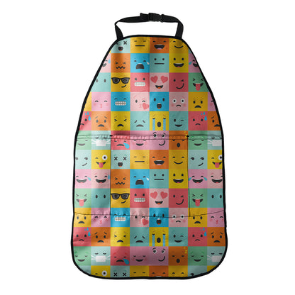 Colorful Emoji Pattern Print Car Seat Organizers