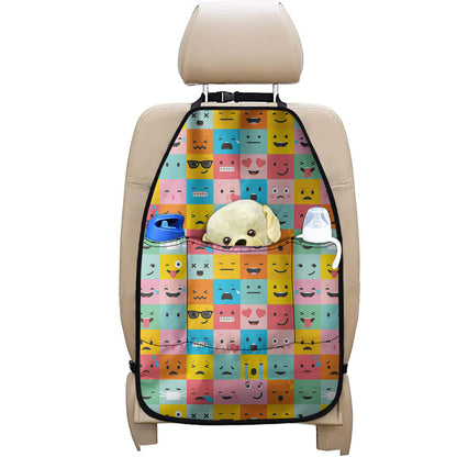 Colorful Emoji Pattern Print Car Seat Organizers