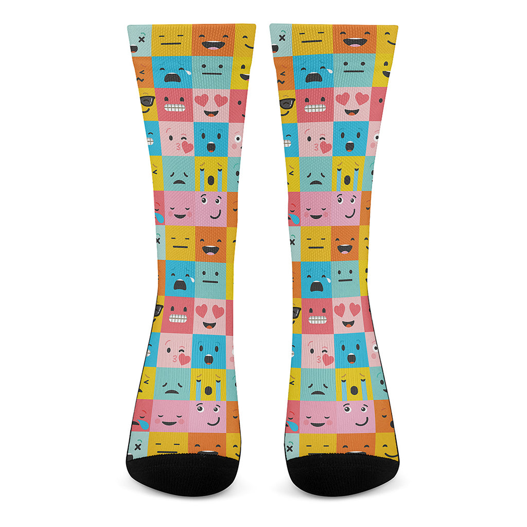 Colorful Emoji Pattern Print Crew Socks