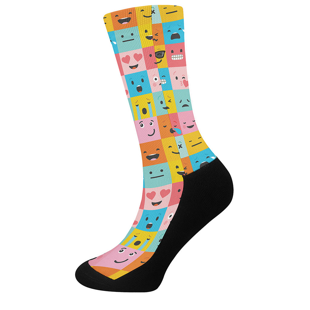 Colorful Emoji Pattern Print Crew Socks