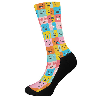 Colorful Emoji Pattern Print Crew Socks