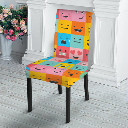 Colorful Emoji Pattern Print Dining Chair Slipcover