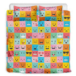 Colorful Emoji Pattern Print Duvet Cover Bedding Set