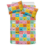 Colorful Emoji Pattern Print Duvet Cover Bedding Set