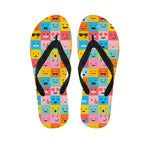 Colorful Emoji Pattern Print Flip Flops