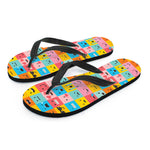 Colorful Emoji Pattern Print Flip Flops