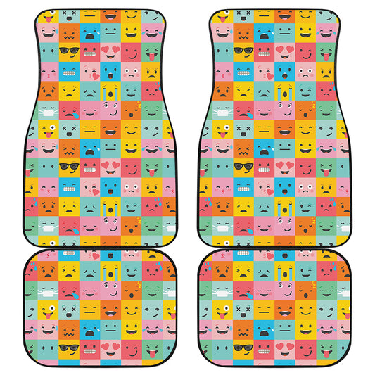 Colorful Emoji Pattern Print Front and Back Car Floor Mats
