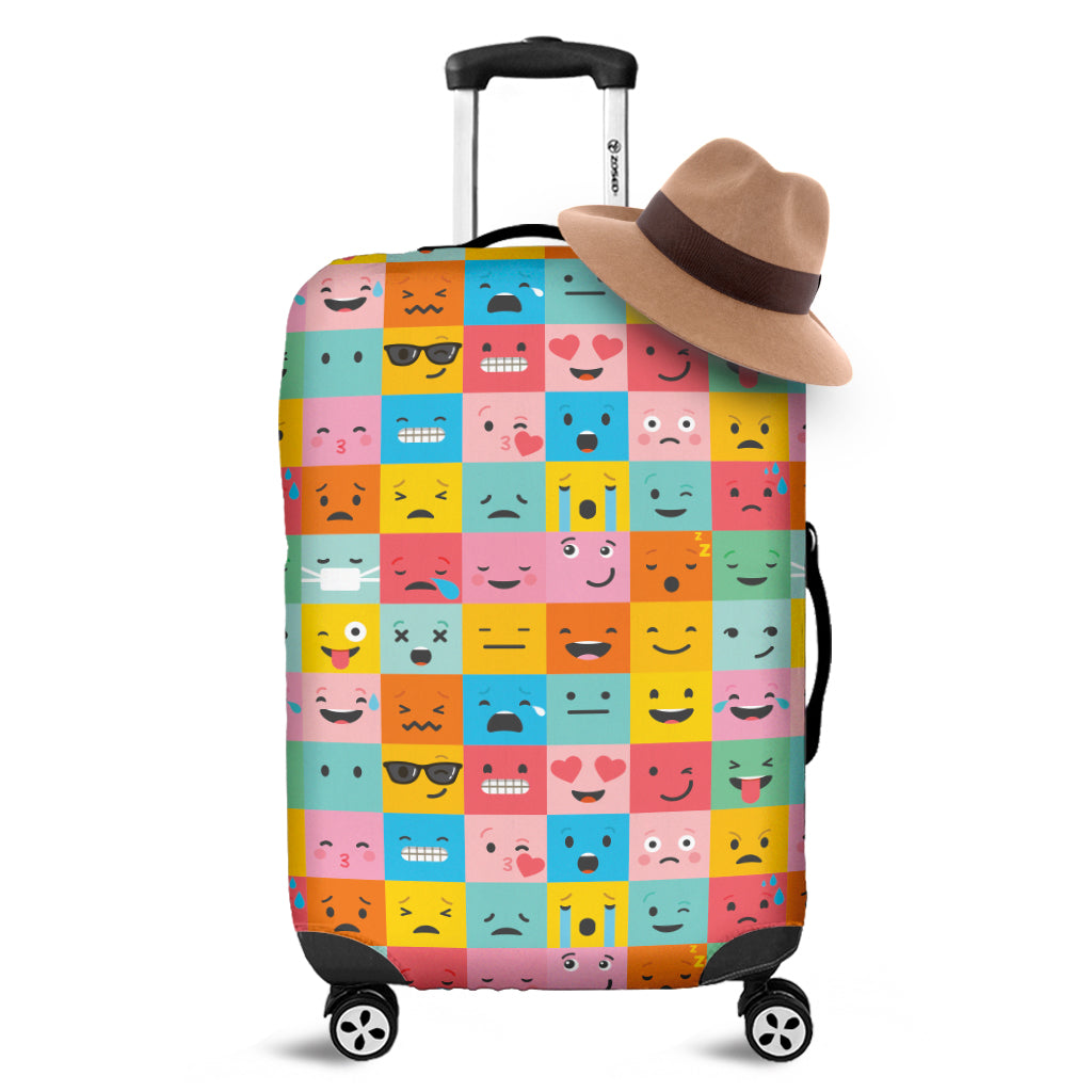 Colorful Emoji Pattern Print Luggage Cover