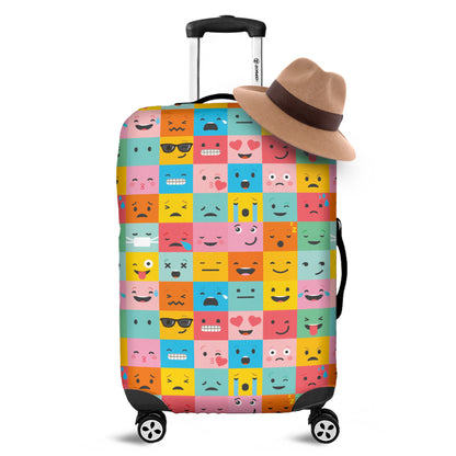 Colorful Emoji Pattern Print Luggage Cover